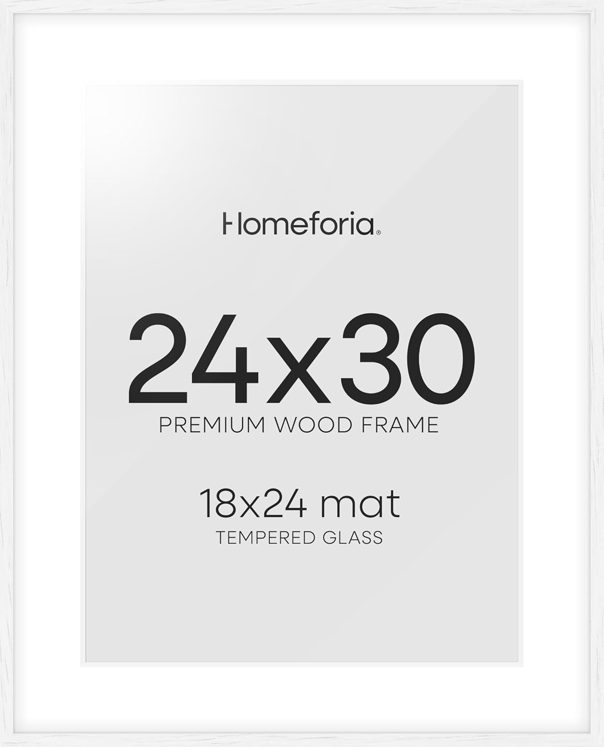 Homeforia 24x30 Poster Frame White, High End Oak 24 x 30 White Wood Picture Frames with Mat 18 x 24