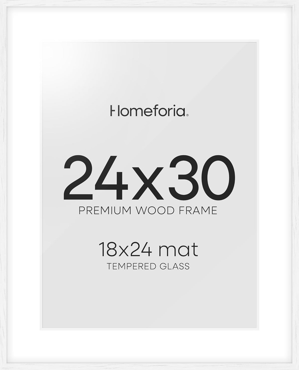 Homeforia 24x30 Poster Frame White, High End Oak 24 x 30 White Wood Picture Frames with Mat 18 x 24