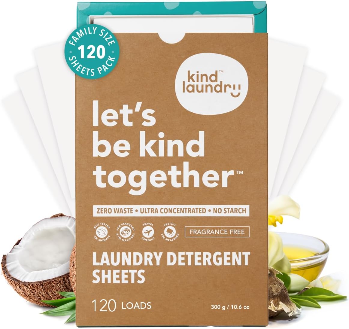 Kind Laundry Detergent Sheets with Stain-Fighting Enzymes - Plant Powered Eco-Friendly Laundry Soap