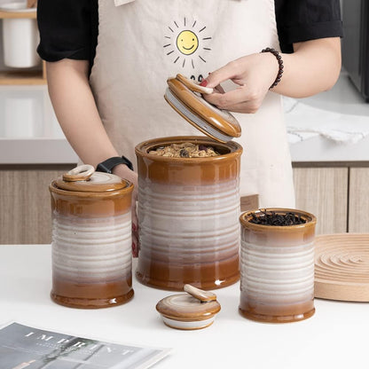 Nihow Ceramic Food Storage Jar Sets: Container with Air Tight Ceramic Lid for