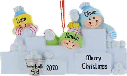 Personalized Family Christmas Ornament - Custom Ornament Family of 3 Xmas Ornaments 2024 Snowball