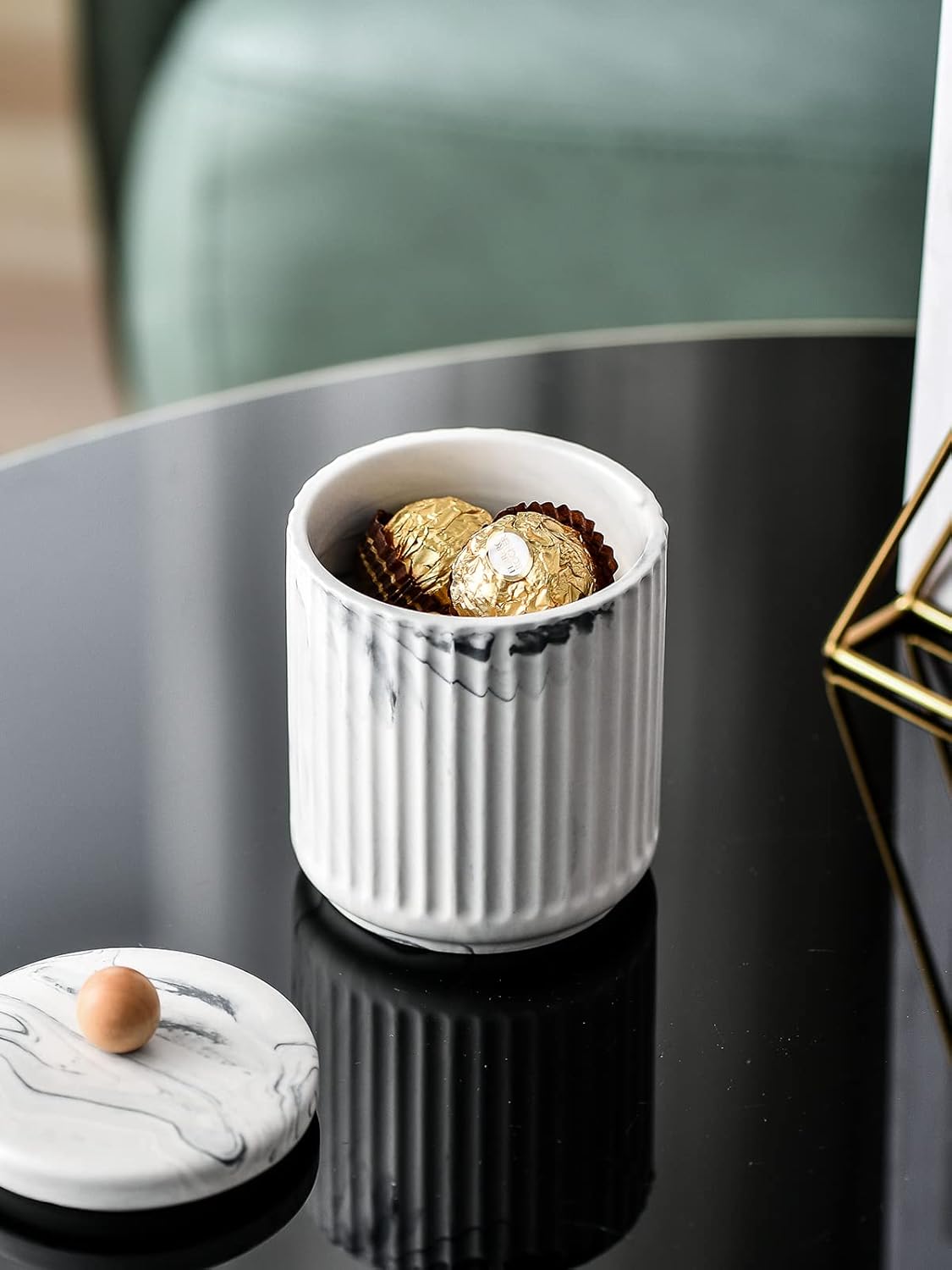 Bathroom Canister with Lid Qtip Holder Dispenser Jar Storage Organizer for Bathroom, Bedroom