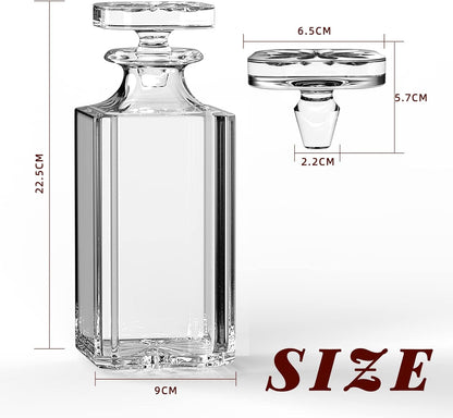 Glass Decanter with Airtight Geometric Stopper - Whiskey Decanter for Wine, Bourbon, Brandy