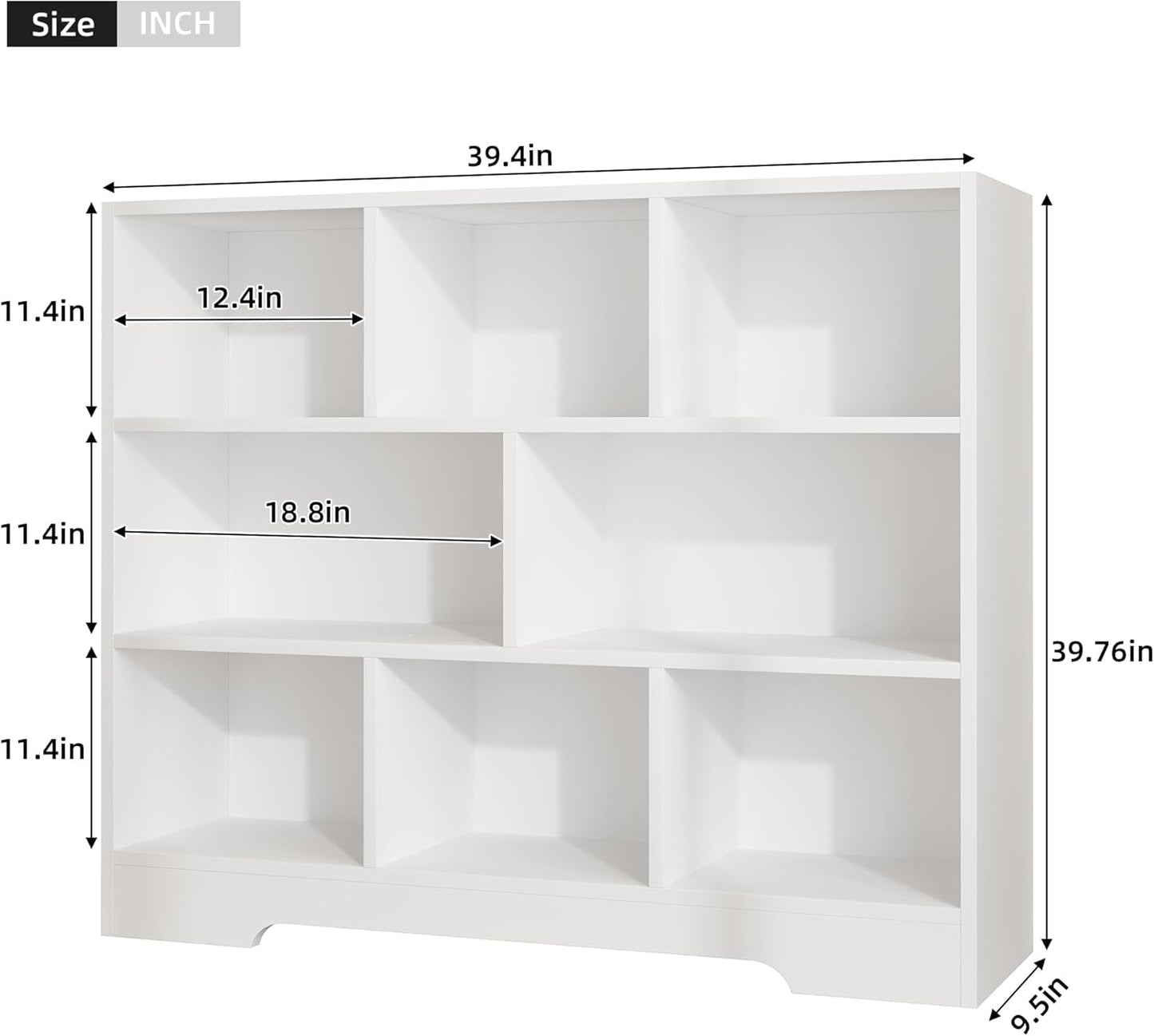 Book Shelf Set of 2, 8 Cubes Storage Organizer, 3-Tier Open Shelf Wooden Bookcase, Freestanding