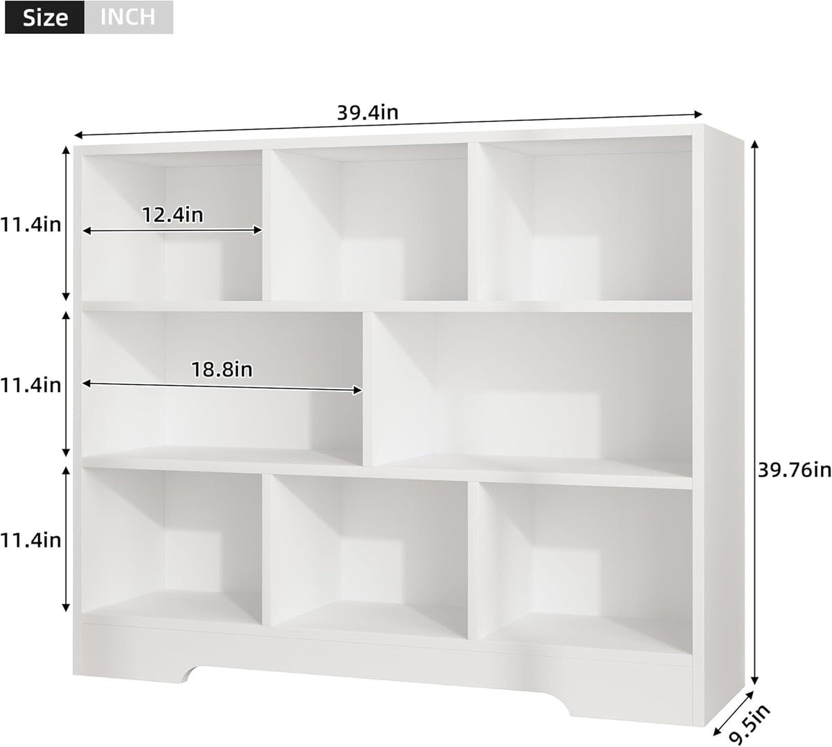 Book Shelf Set of 2, 8 Cubes Storage Organizer, 3-Tier Open Shelf Wooden Bookcase, Freestanding