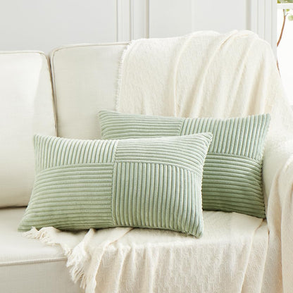 Fancy Homi 2 Packs Sage Green Lumbar Decorative Throw Pillow Covers 20x28 Inch for Living Room