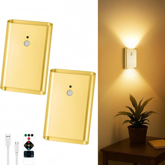 Battery Operated Wall Sconce Set of 2: 5000mAh Rechargeable Motion Sensor Night Light Indoor, 3CCT