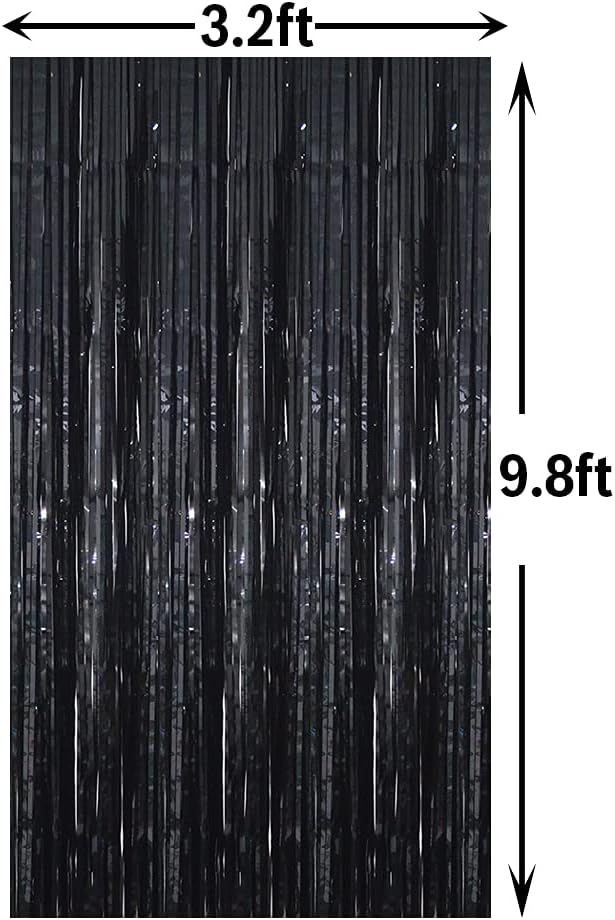 GOER 3.2 ft x 9.8 ft Black Photo Backdrop Party Streamers for Halloween,Birthday Party,1 Pack Black