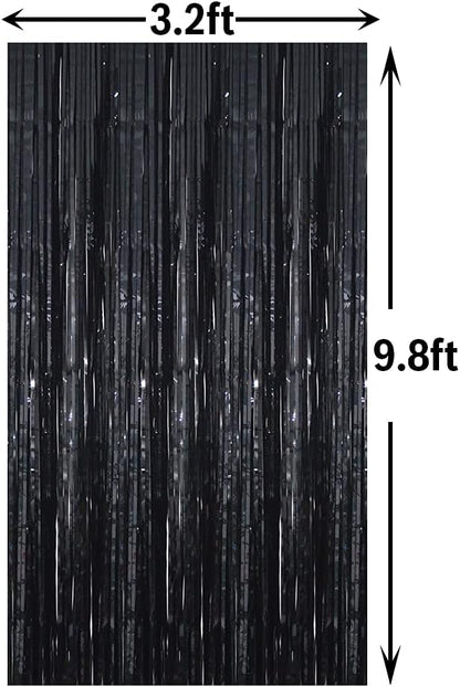 GOER 3.2 ft x 9.8 ft Black Photo Backdrop Party Streamers for Halloween,Birthday Party,1 Pack Black