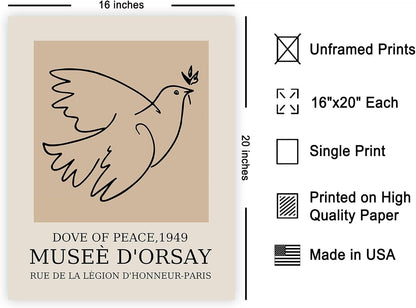 Poster Master Vintage Poster - Dove Print - Bird Art - Line Drawing - Sketch Art - Gift for Boys
