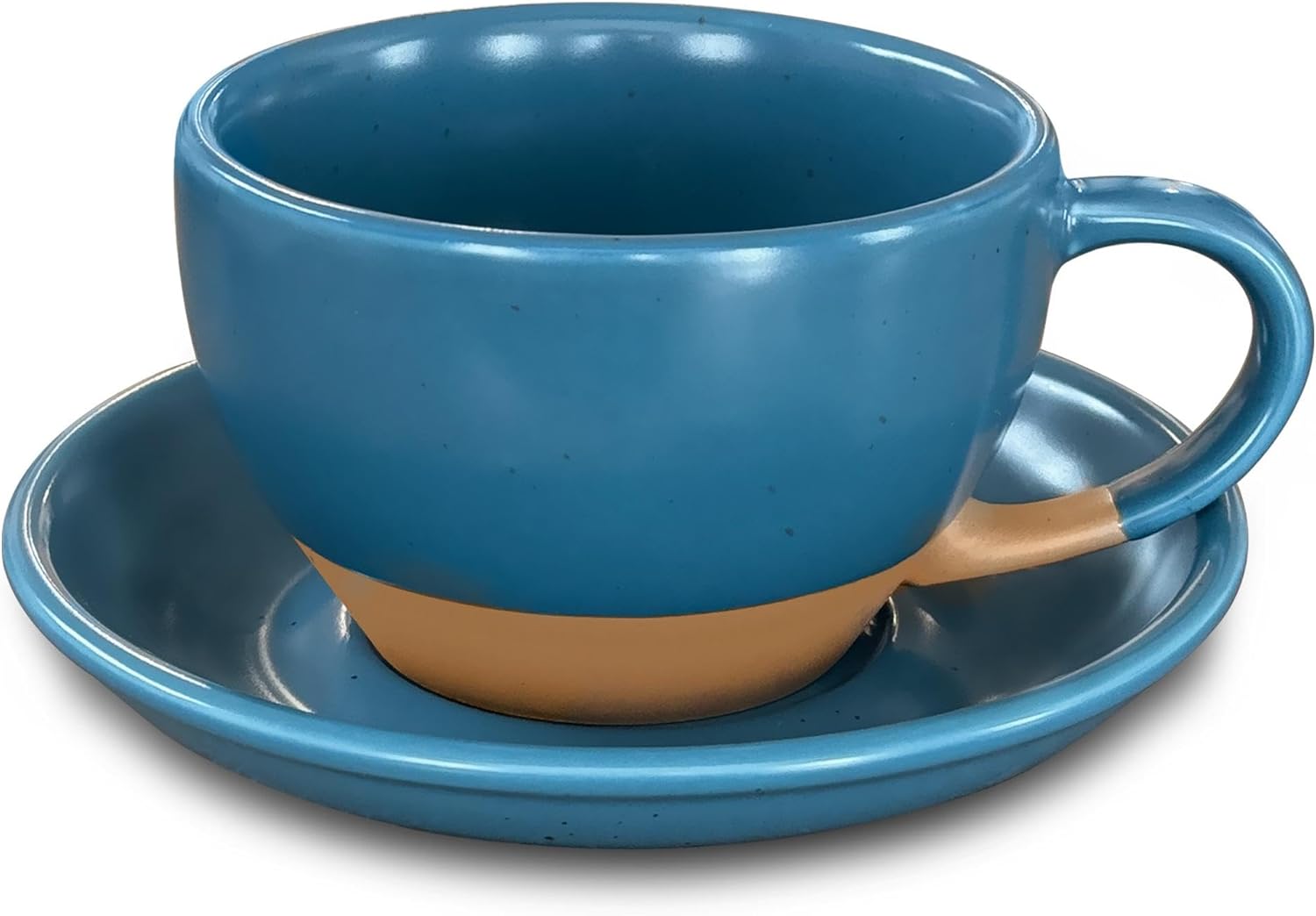 Mora Ceramic Latte Art Mug With Saucer - 10.5 oz, Round Bottom For Perfect Pours - Cafe Cups for