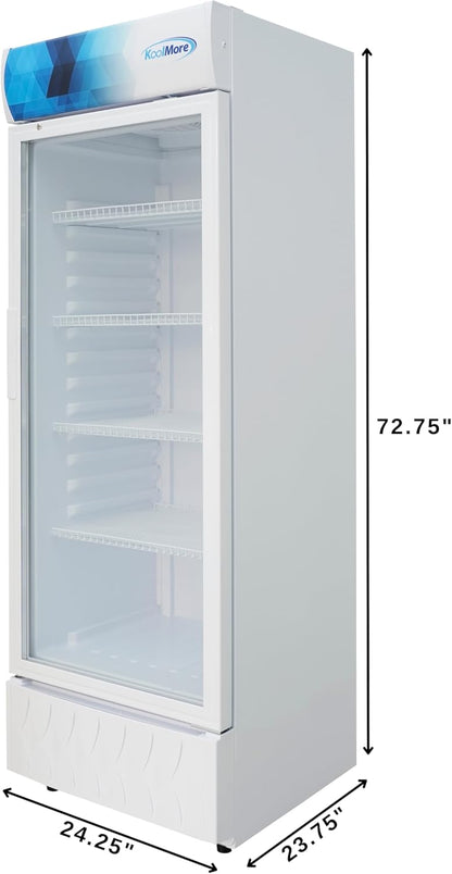 KoolMore KM-MDR-1GD-12CWH 24 in. One-Door Commercial Merchandiser Refrigerator in White,12 cu. ft.