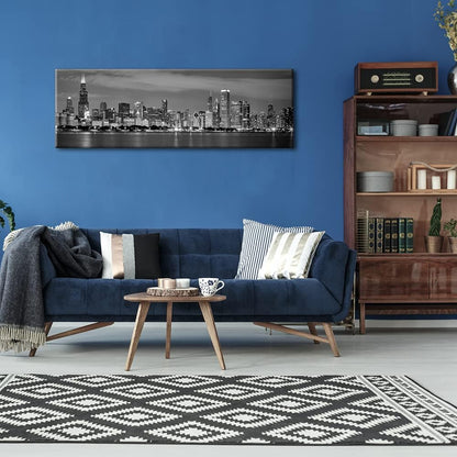 Wieco Art Chicago City Center Skyline in Black and White Canvas Prints Modern Canvas Art Cityscape