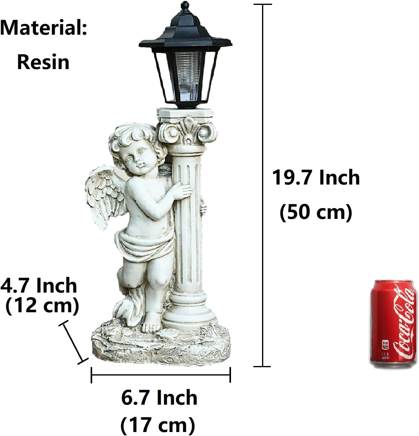 Angel Statue with Solar Lights (Right) 19.7 Inch, Outdoor Solar Angel Garden Statue with Roma