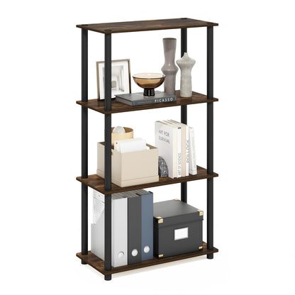 Furinno Turn-N-Tube Storage Shelves, 4-Tier Book Shelf, Corner Shelf, Toolless Open Shelves, for