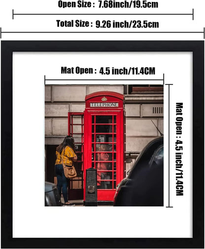 8x8 Picture Frame Set of 6, Display Pictures 5x5 with Mat or 8x8 Without Mat for Wall Mounting or