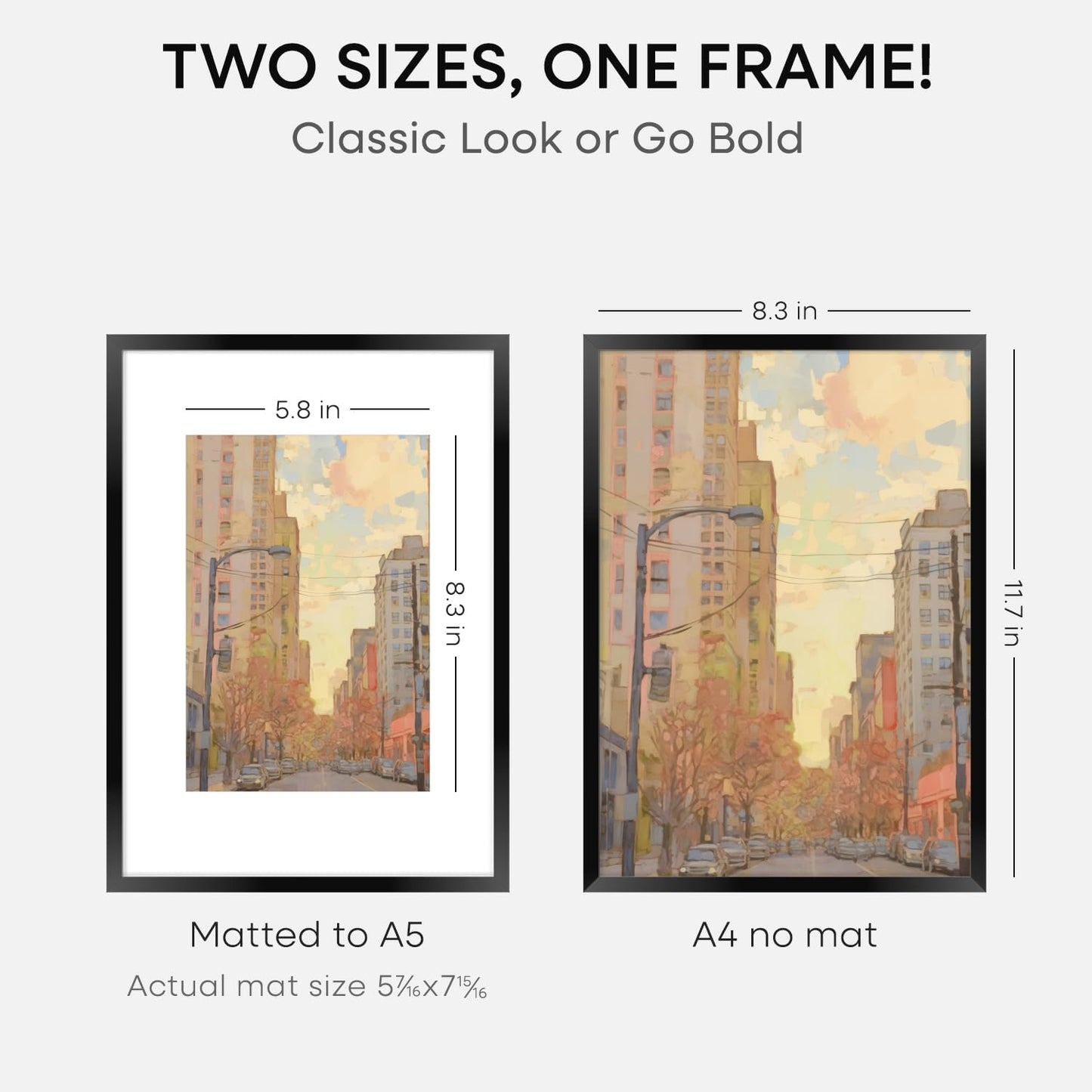 Homeforia A4 Picture Frame Black, High End Metal 8.3 x 11.7 Frames for Wall, A4 Photo Frame with