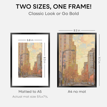 Homeforia A4 Picture Frame Black, High End Metal 8.3 x 11.7 Frames for Wall, A4 Photo Frame with