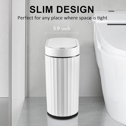 ELPHECO Bathroom Trash Can with Lid 2 Gallon Small Sensor Garbage Can, 9 Liter Slim Smart Trash