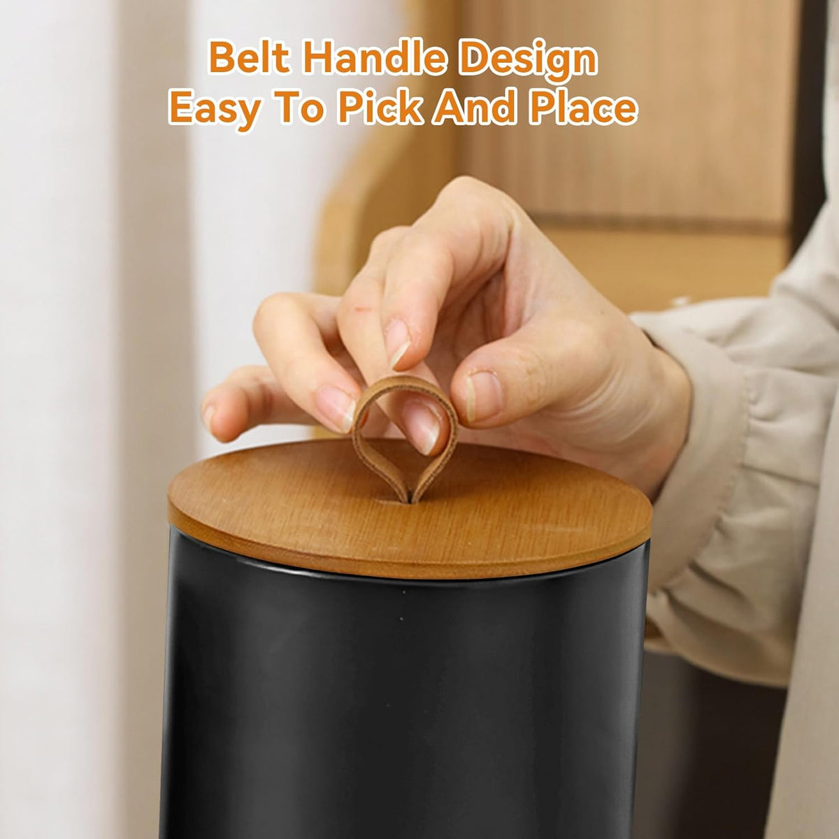 Canister Sets for Kitchen,Ceramic Kitchen Canisters for Countertop with Airtight Wood Lids for