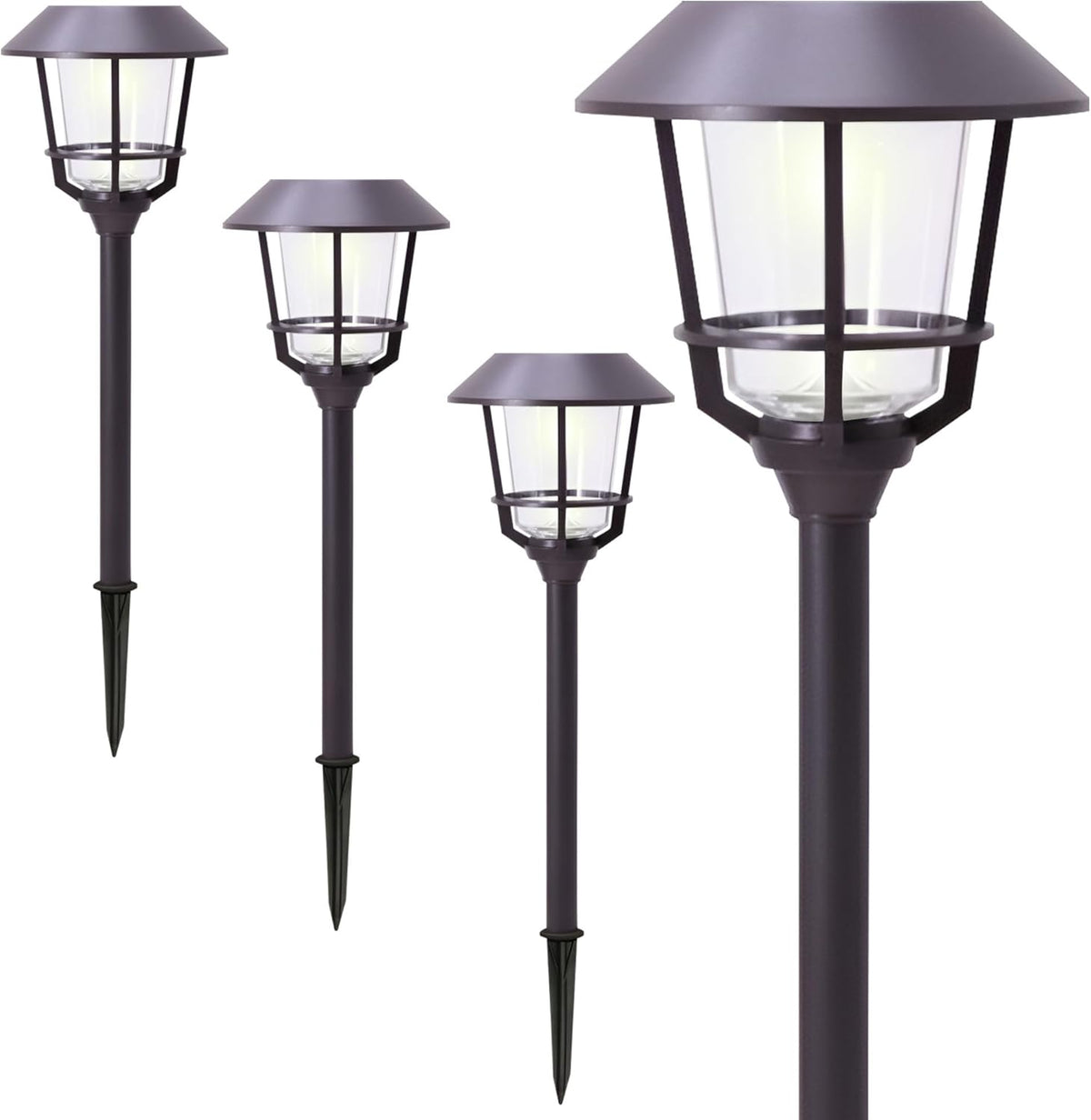 Solar LED Path Lights 4 Pack – 12 Lumens, Warm White, Oil-Rubbed Bronze, Solar Powered, Stainless
