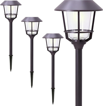 Solar LED Path Lights 4 Pack – 12 Lumens, Warm White, Oil-Rubbed Bronze, Solar Powered, Stainless
