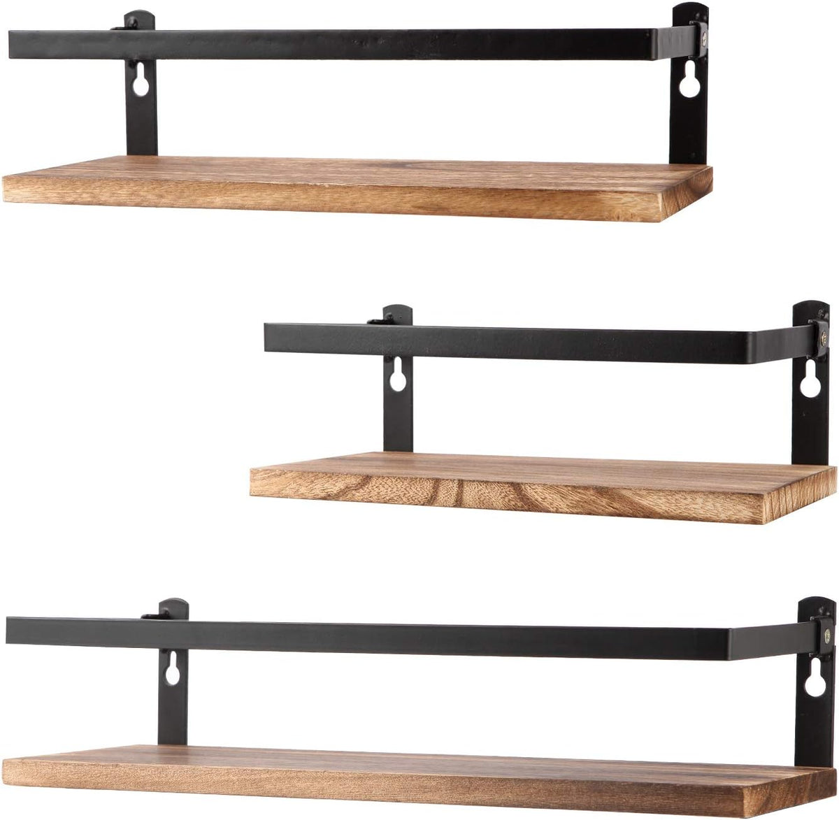 Floating Shelves Rustic Wood Wall Mounted Shelf Practical Metal Fence Design Ideal for Bedroom