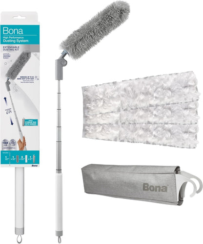 Bona High Performance Dusting System - 1 Extendable Handle, 3 Disposable Dusters, 1 Reusable