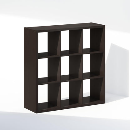 Furinno Cubic Extra Thick 9-Cube Closet Organizers and Storage, Dark Oak