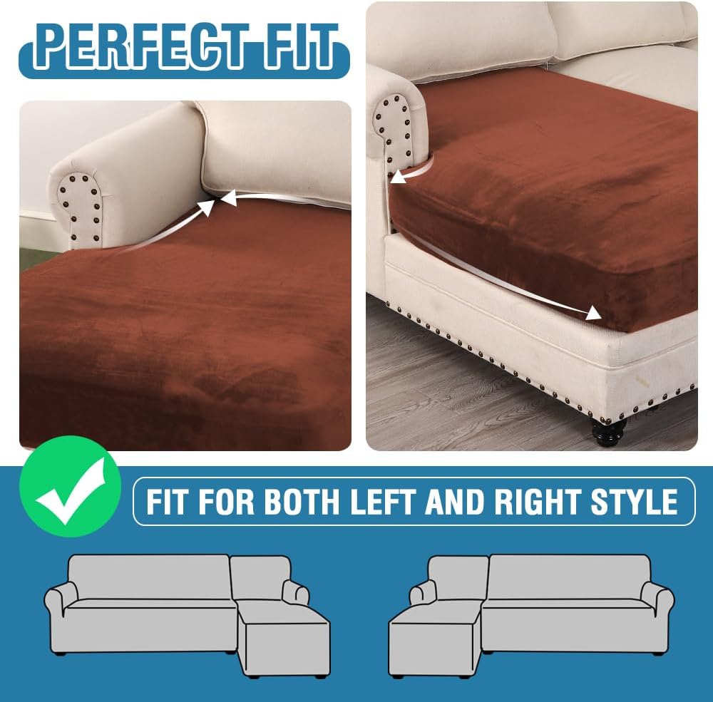 H.VERSAILTEX Velvet Stretch Individual Chaise Cover Sectional Couch Covers for L Shaped Sofa Both