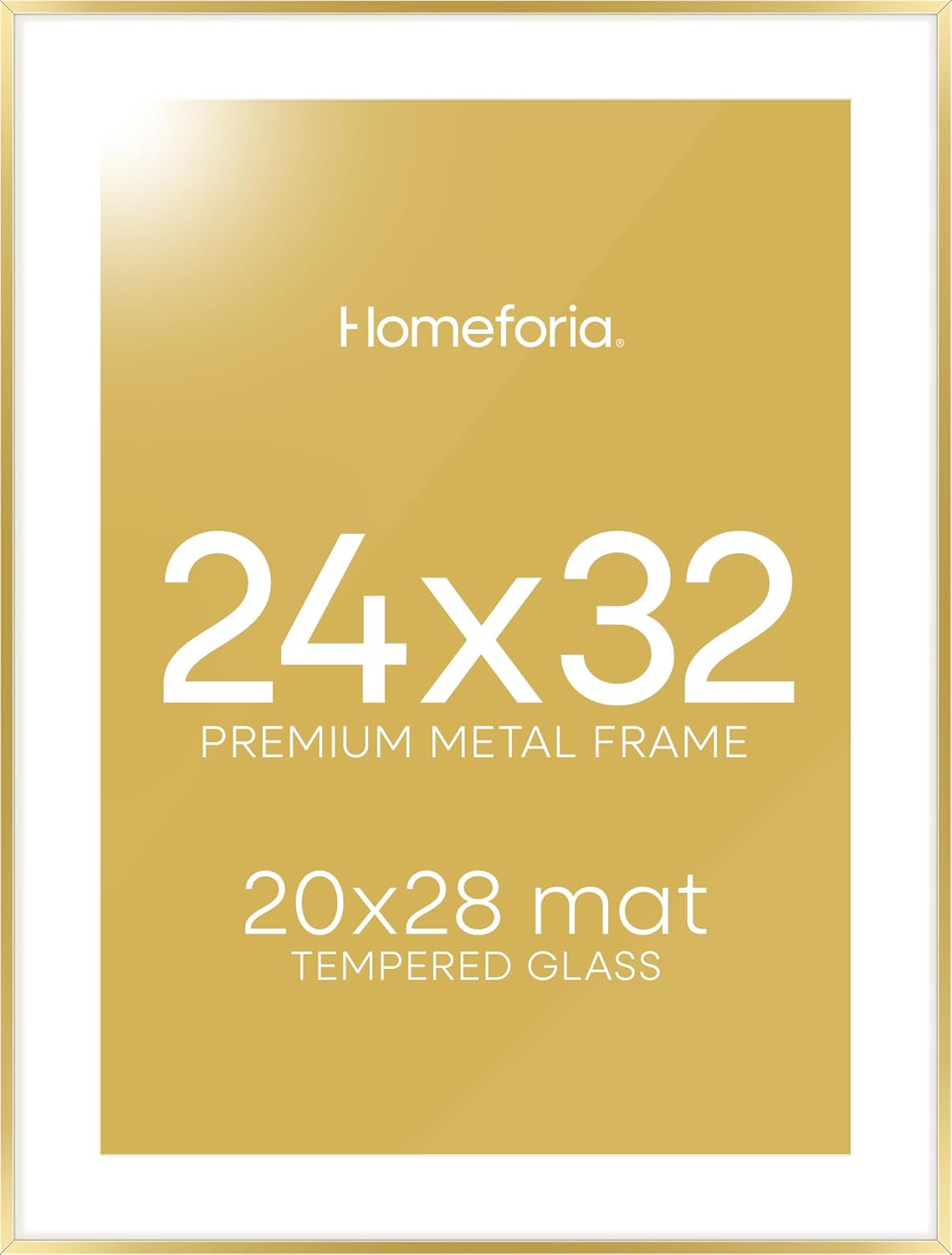 Homeforia 24x32 Poster Frame Gold, High End Metal 24 x 32 Large Picture Frames with Mat 20 by 28
