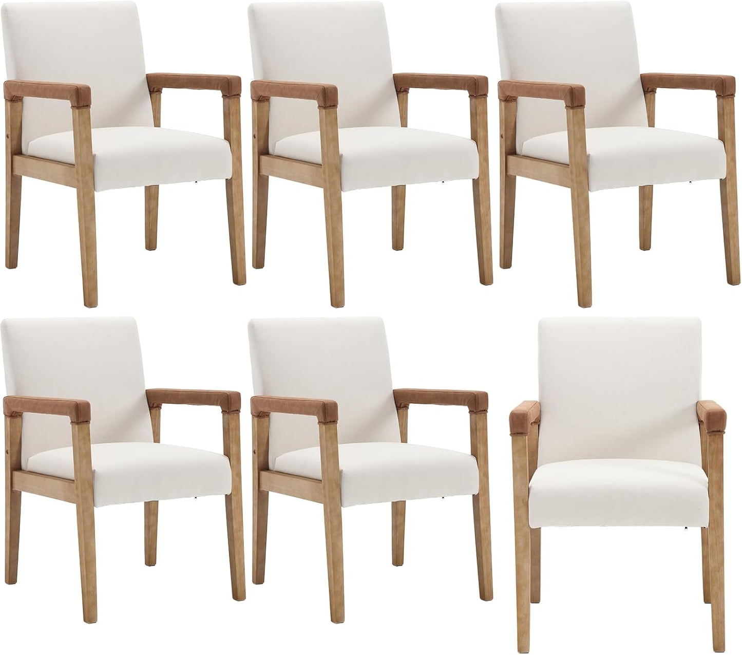 Kmax Modern Dining Chairs Set of 6 Linen Fabric Kitchen Arm Chairs Upholstered Accent Chairs with