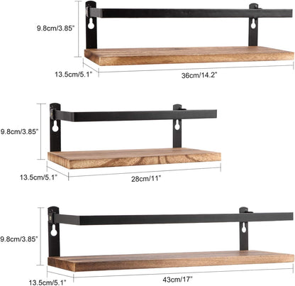 Floating Shelves Rustic Wood Wall Mounted Shelf Practical Metal Fence Design Ideal for Bedroom