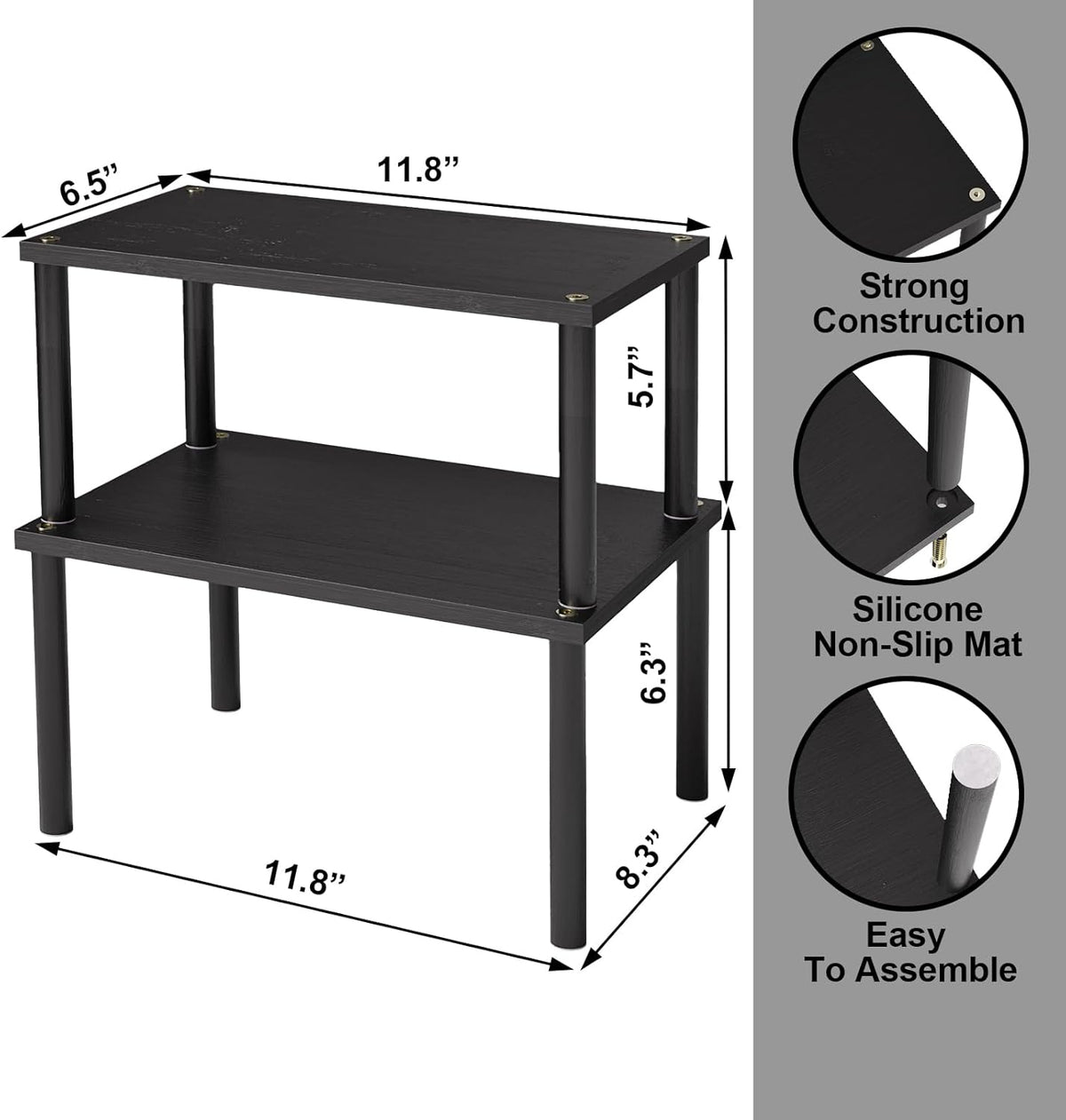 Cabinet Organizer Shelf(Set of 2),Kitchen Counter Shelves,Bamboo Spice Rack Countertop and