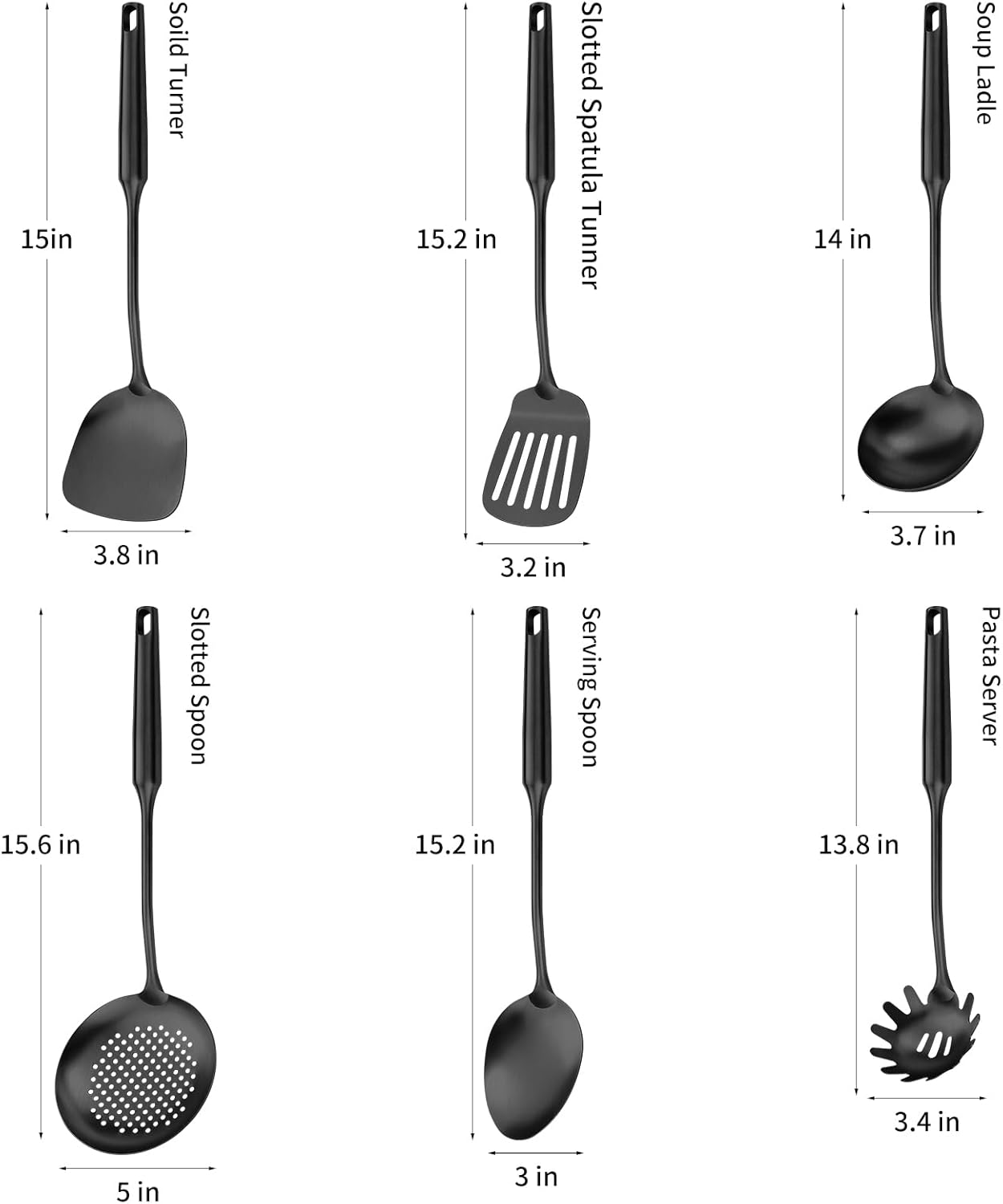 304 Stainless Steel Cooking Utensil,Kitchen Kitchen Utensil with Spatula, Solid Spoon, Ladle