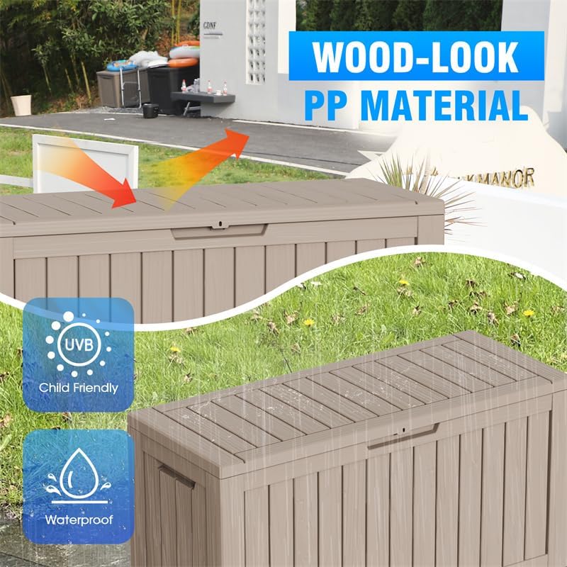 80 Gallon Outdoor Deck Box,Storage Lockable Waterproof Patio Furniture,Garden Tools,Cushions,Pool