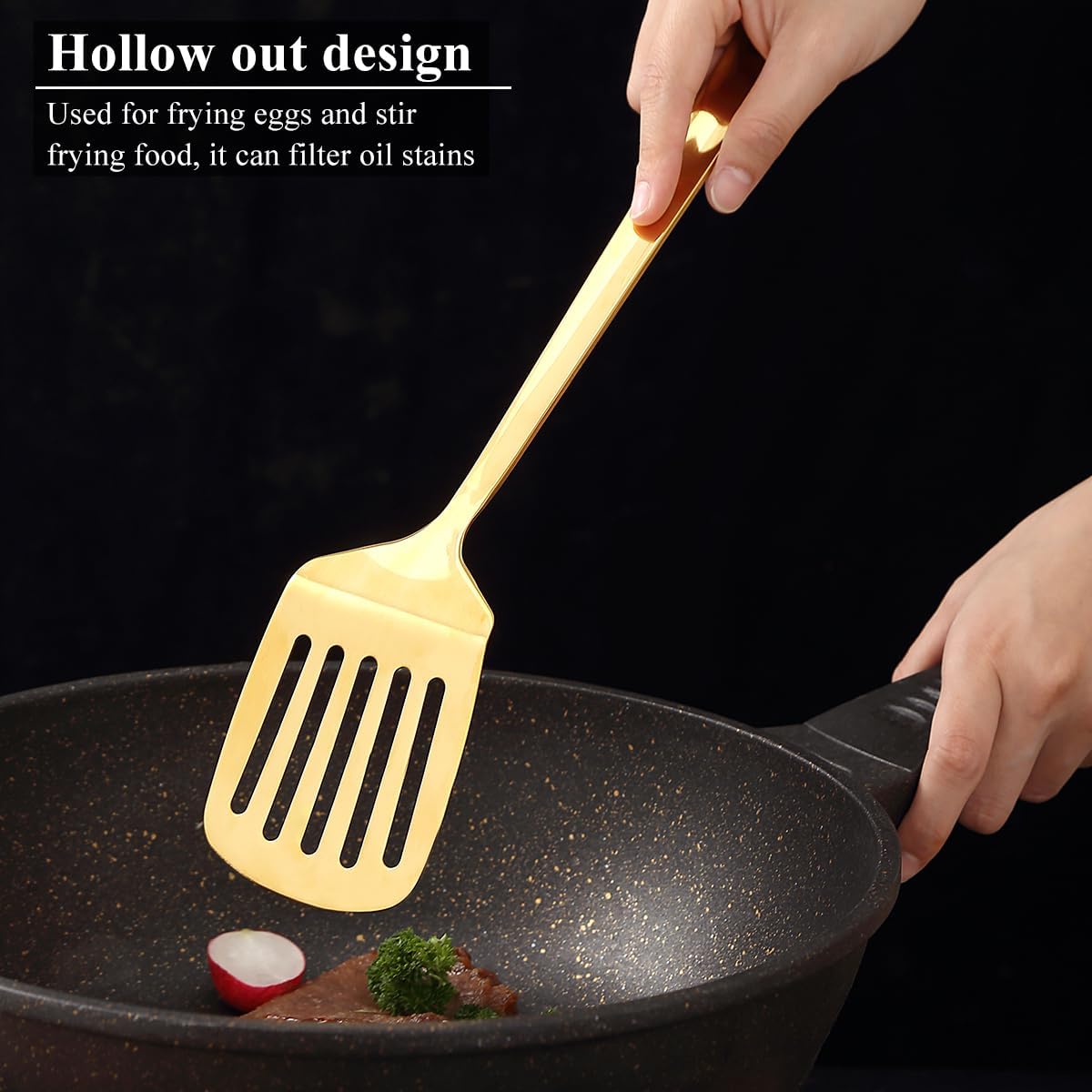 Homquen Gold Kitchen Utensils Set 4pcs, Titanium Gold Plating Stainless Steel Cooking Utensils Set