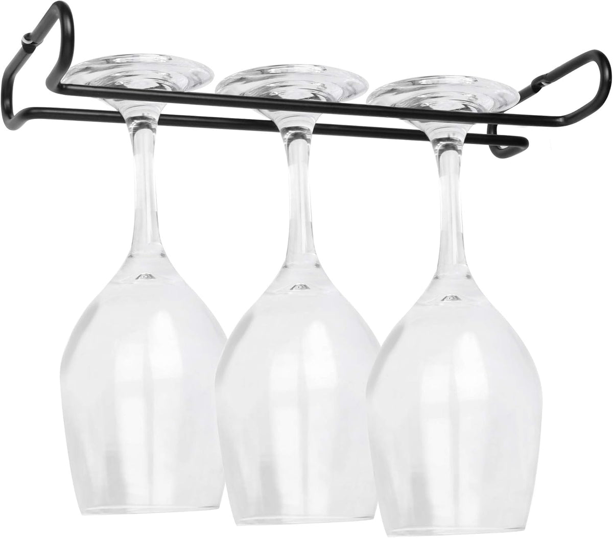 4 Pack Steamware Wine Glass Hanging Rack, Metal Stemware Holder Storage Wall Mount Under Cabinet