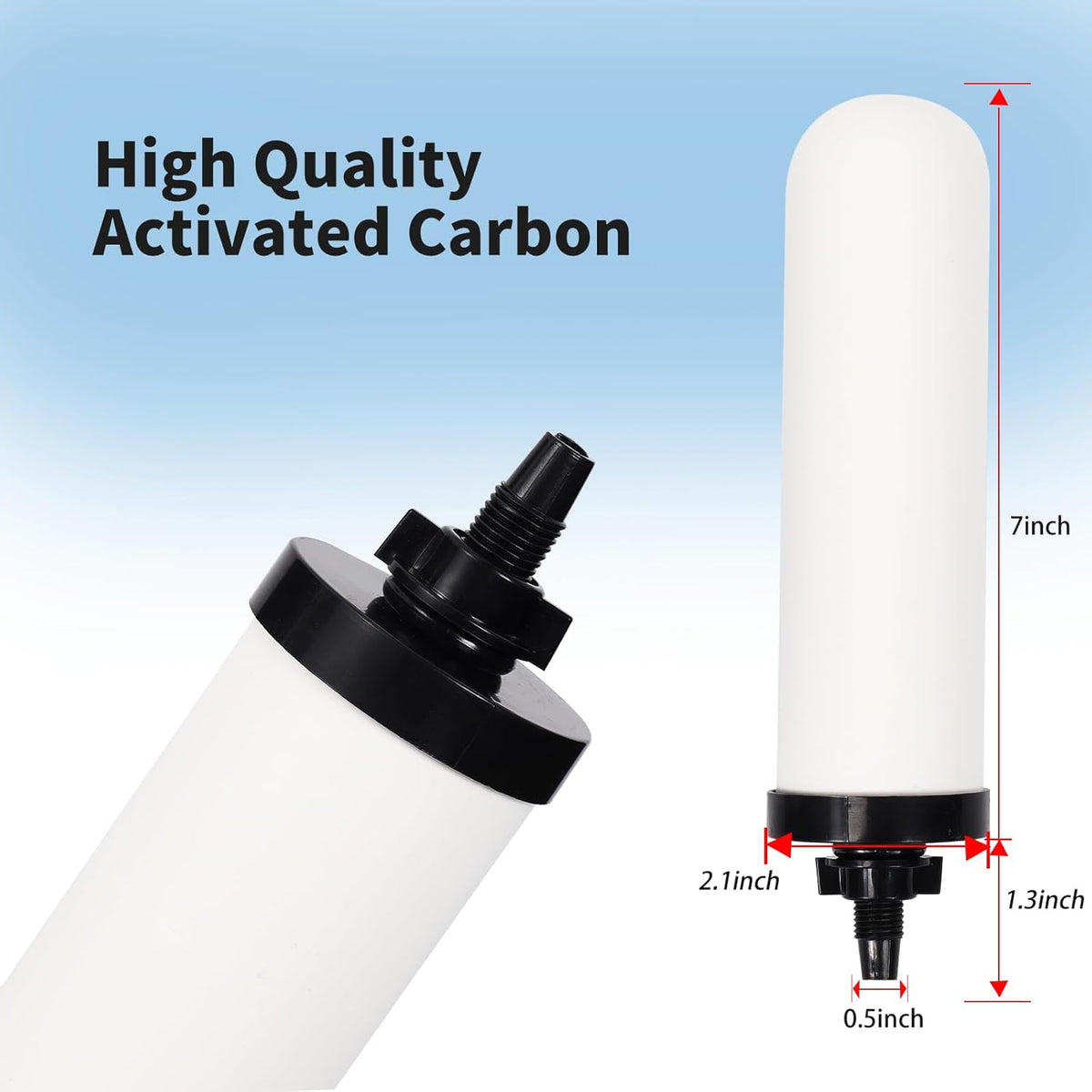 4 PACK 7" Gravity Drinking Water Ceramic Replacement Candle Element Filter with Activated Carbon