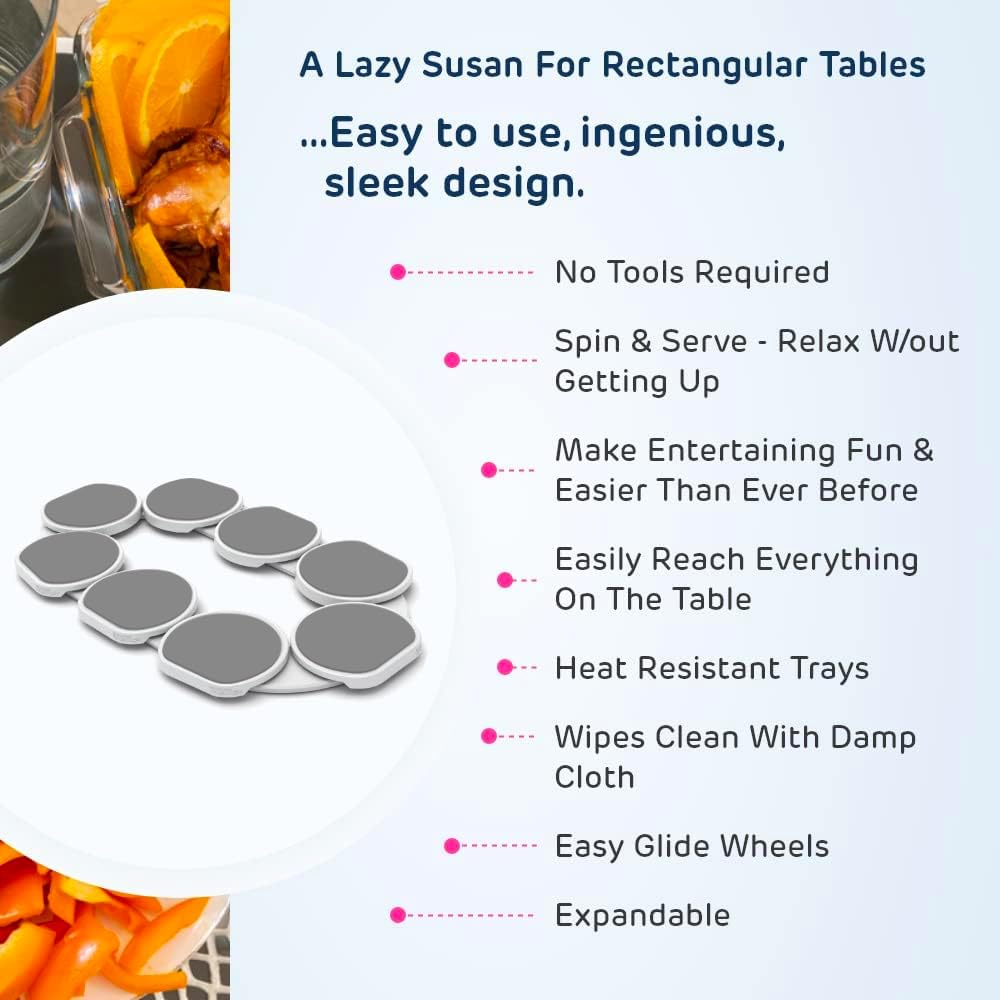 Full Set - Light Gray - The First Patented Lazy Susan Turntable Expandable for Rectangular & Oblong