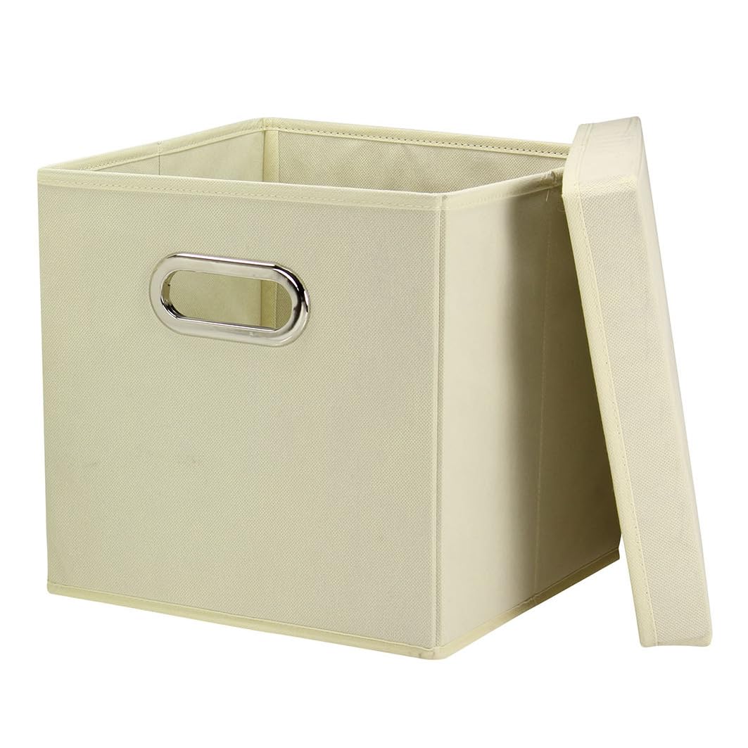 Household Essentials 39-1 Decorative Storage Cube Set with Removable Lids | Natural | 2-Pack