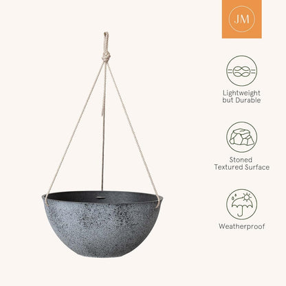 LA JOLIE MUSE Large Hanging Planters for Outdoor Plants - 13 Inch Hanging Flower Pots with Drainage