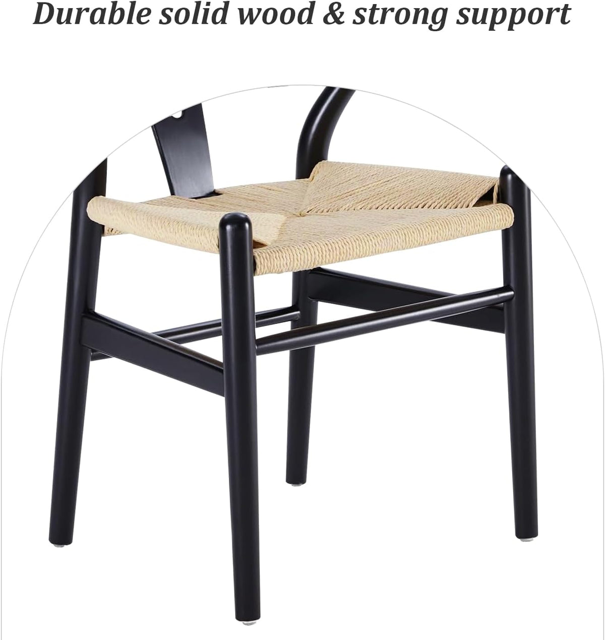 Wishbone Chair Natural Solid Wood Dining Chair/Hans Wegner Y Chair Rattan and Wood Accent Armrest