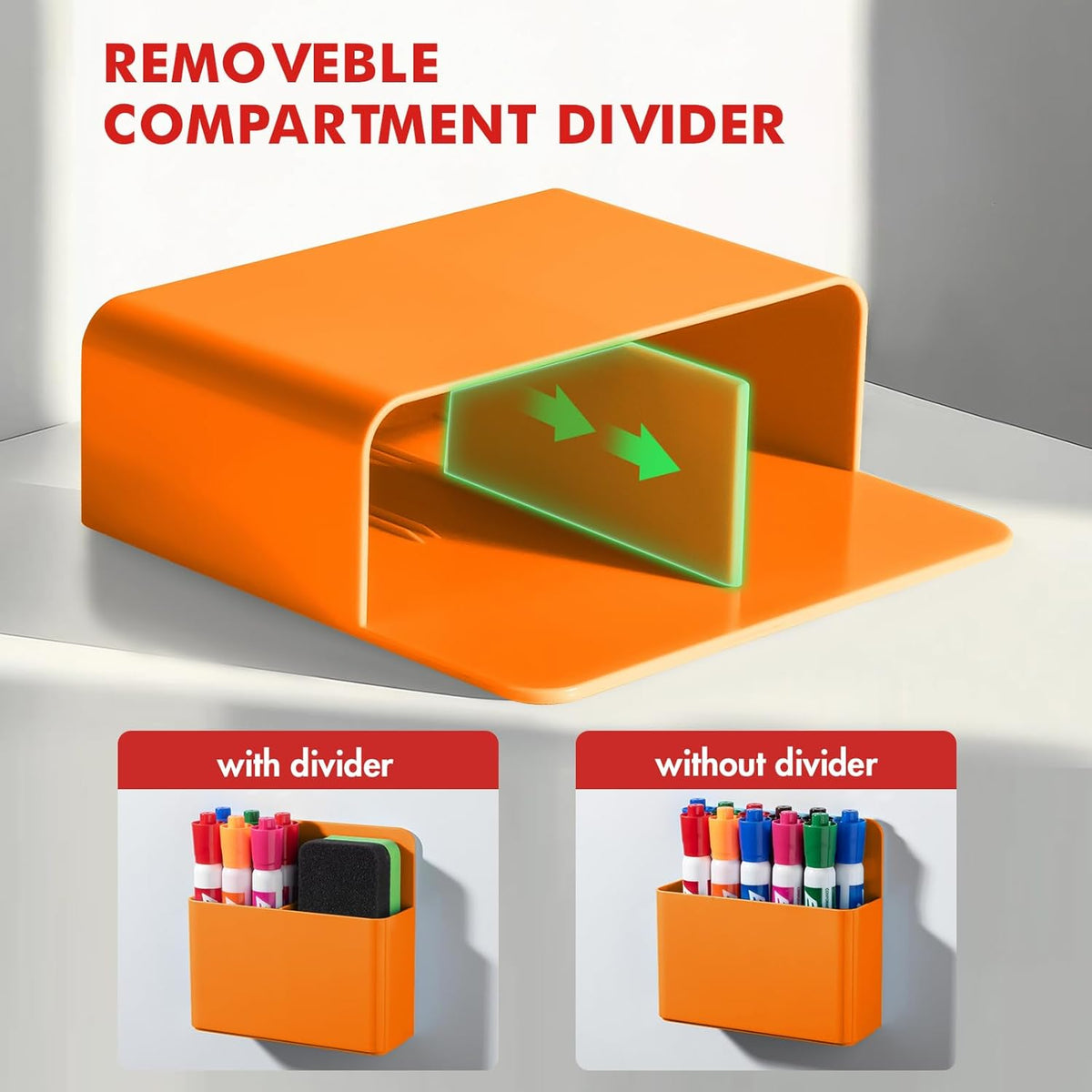 BEYGORM 2 Pack Plastics Magnetic Pen Holder for Refrigerator, Dry Erase Marker Holder for