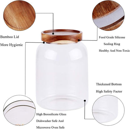 Glass Storage Jar, Food Storage Container/Canisters with Airtight Lid for Serving Tea, Coffee
