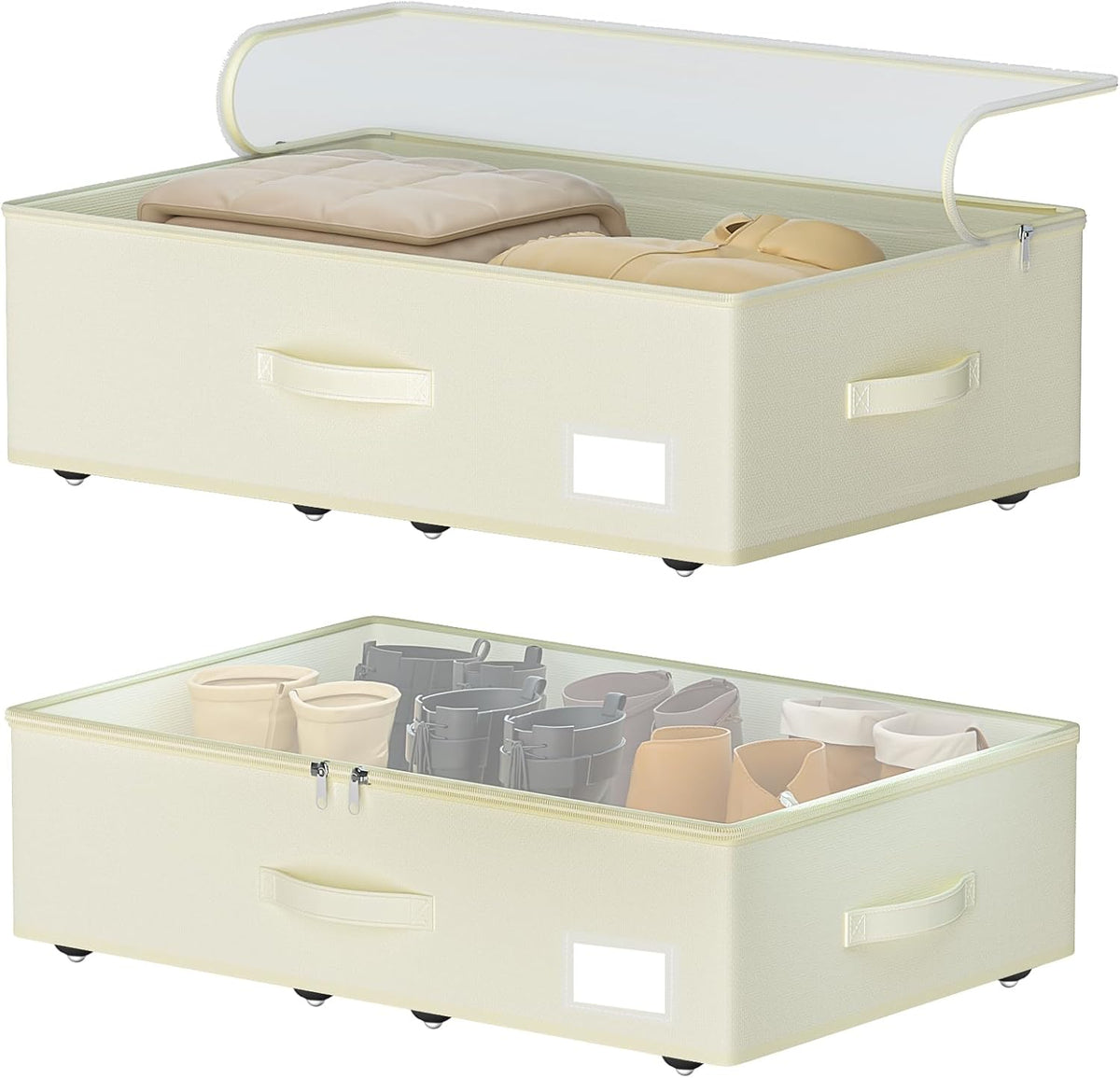 Under Bed Storage with Wheels, No Assemble Required 7.5 inches height Under Bed Storage bins,Large