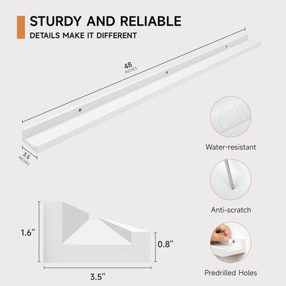 Picture Ledge Shelf for Wall, Floating Shelves Set of 4, 48 Inch Long Nursery Book Shelves for Toys