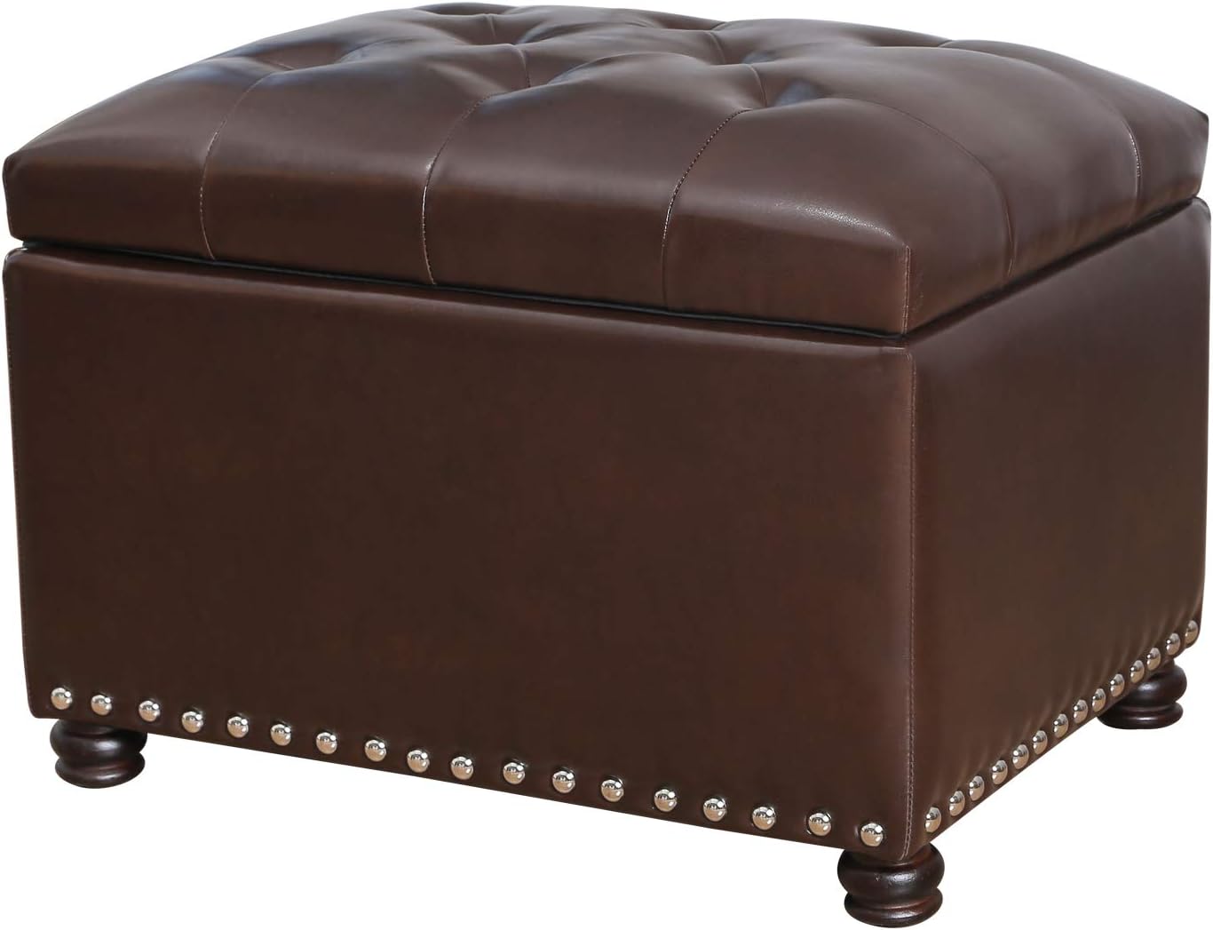 Joveco Leather Storage Ottoman Bench Rectangle 24 Inch Foot Rest Ottomans Stool for Living Room