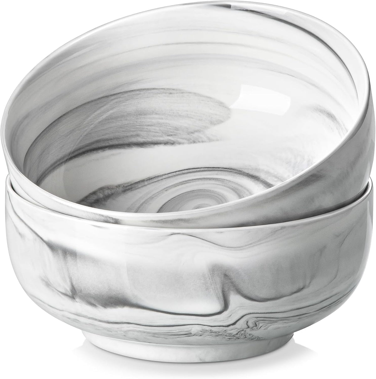 MALACASA Large Soup Bowls Set, 44 OZ (7") Salad Bowls Cereal Bowls Set of 2,Marble Grey Ceramic