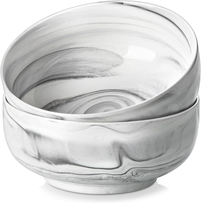 MALACASA Large Soup Bowls Set, 44 OZ (7") Salad Bowls Cereal Bowls Set of 2,Marble Grey Ceramic